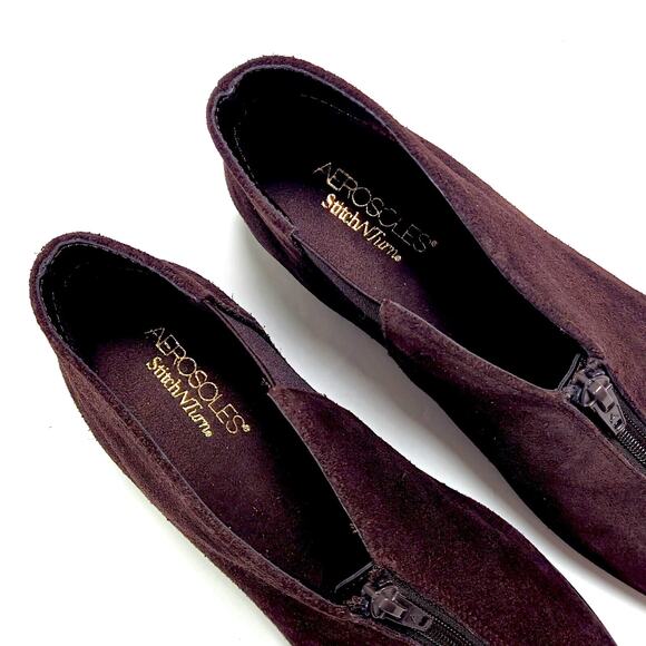 Aerosoles Women’s Booties Quiet Luxury Comfort Suede Wedge Minimalist Chic 7.5 - Picture 4 of 8